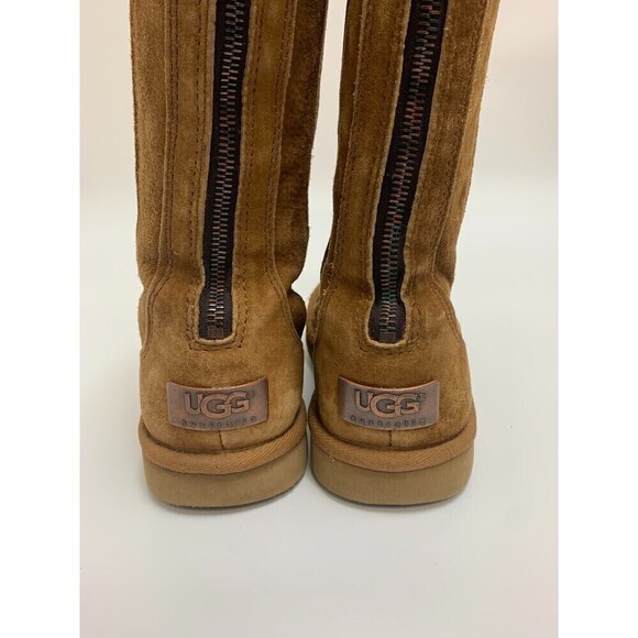 BOGO UGG Knightsbridge Tan Tall Suede Boot 5119 Shearling Lined Back Zip Women 5 - Picture 5 of 16